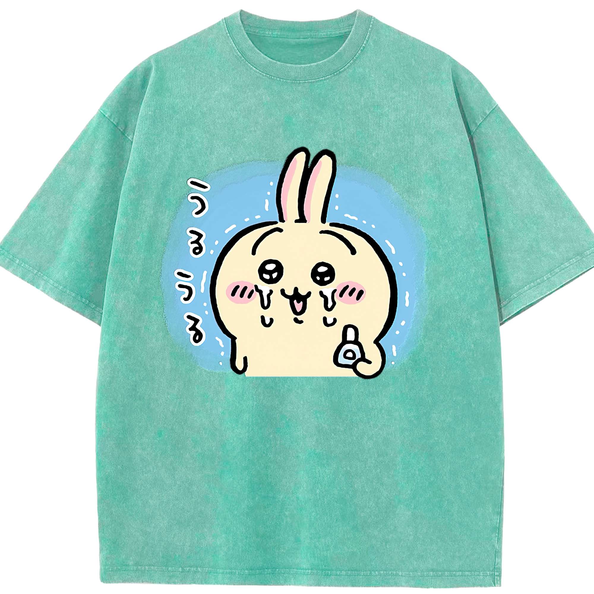 （画像用） ちいかわ うさぎ Chii-kawa usagi 綿100% ヴィンテージ風 半袖Tシャツ（フロントプリント）